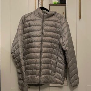 Uniqlo gray hooded down jacket